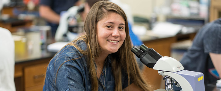 Student in Science lab